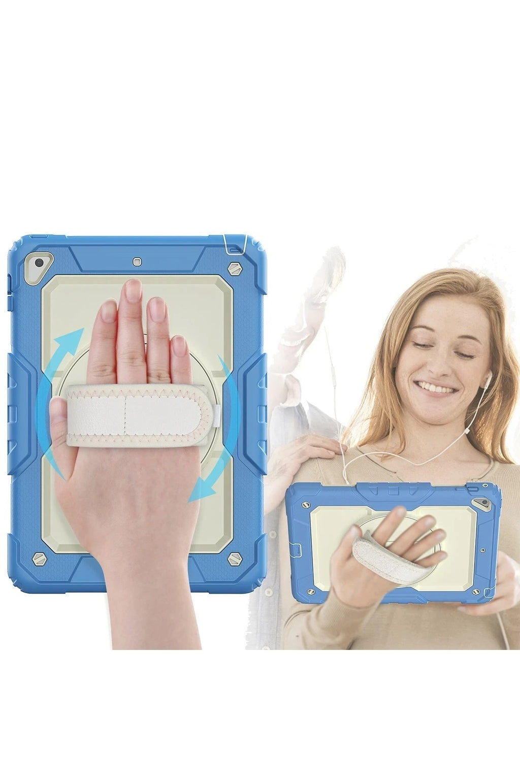 Mey İthalat® iPad 5 Air 9.7 Kılıf Strap New Tablet Kapak - Mavi