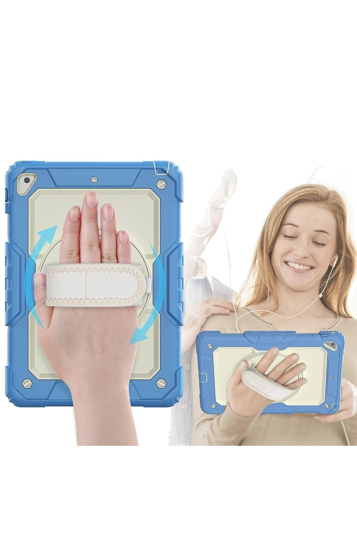 Mey İthalat® iPad 5 Air 9.7 Kılıf Strap New Tablet Kapak - Mavi