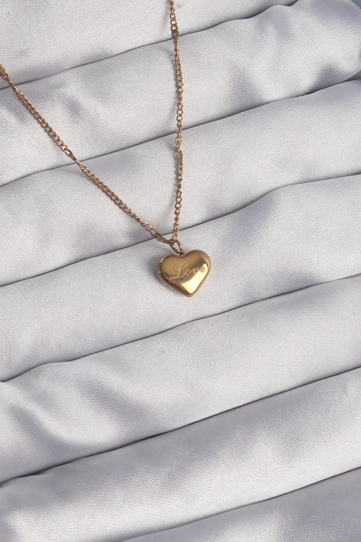 Mey İthalat® 316L Çelik Gold Renk Kalp Model Love Kolye