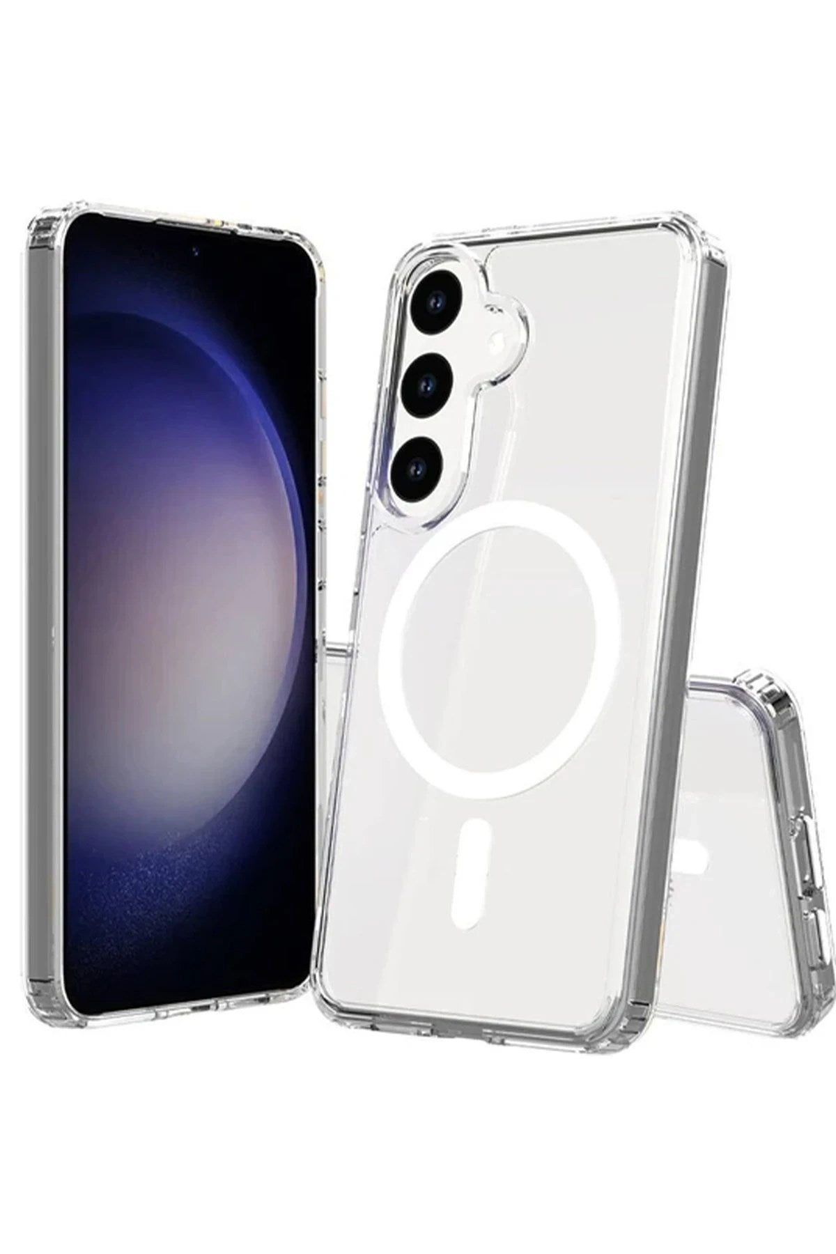 Mey İthalat® Samsung Galaxy S24 Kılıf Magneticsafe Şeffaf Silikon - Şeffaf