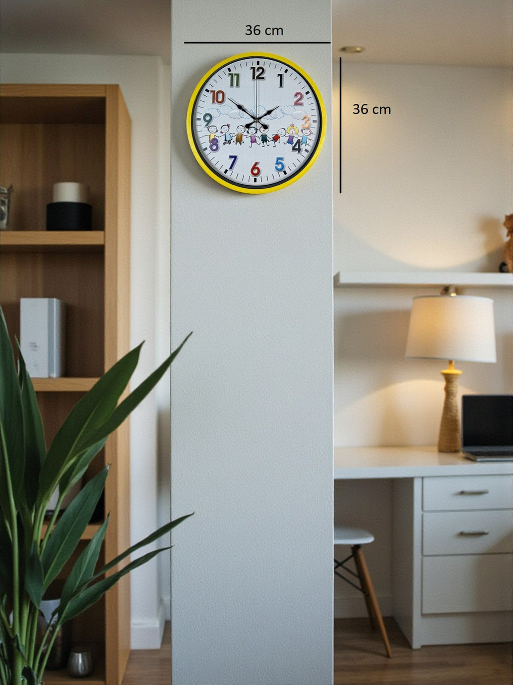 36 Cm Sarı Çocuk Odası Duvar Saati