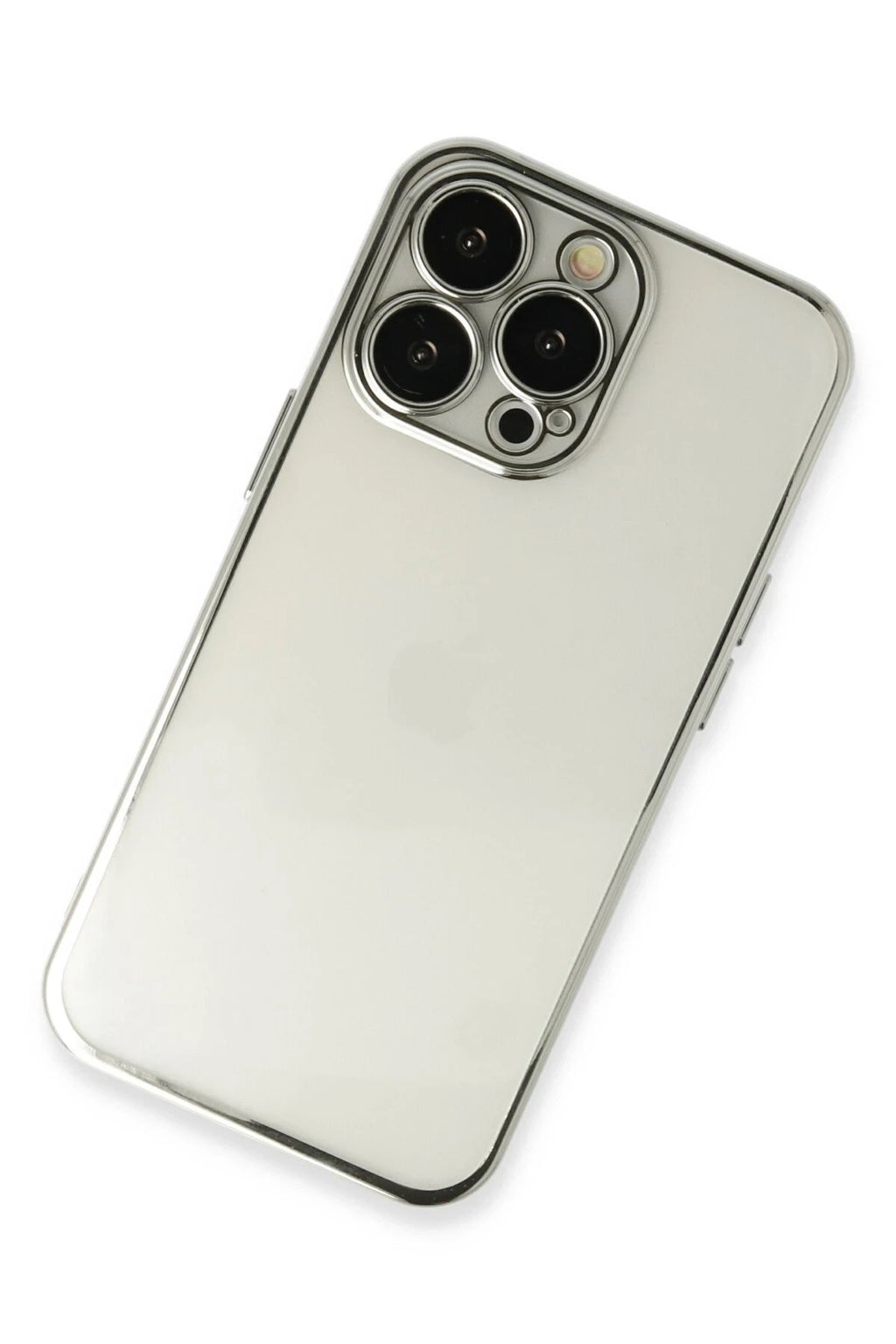 Mey İthalat® iPhone 13 Pro Kılıf Lensli Silikon - Gümüş