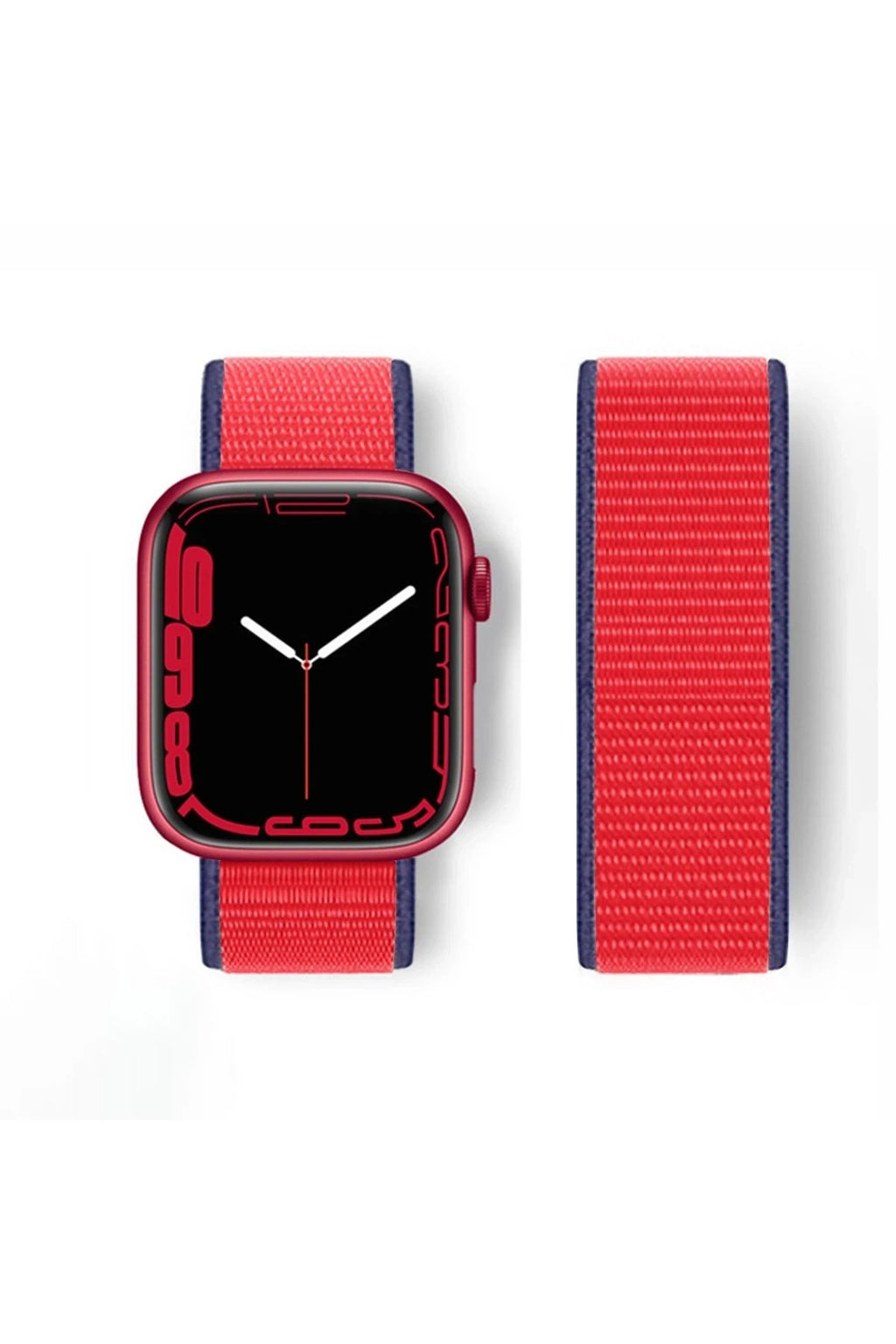 Mey İthalat® Watch 42mm Hasırlı Cırtcırtlı Kordon - Kırmızı