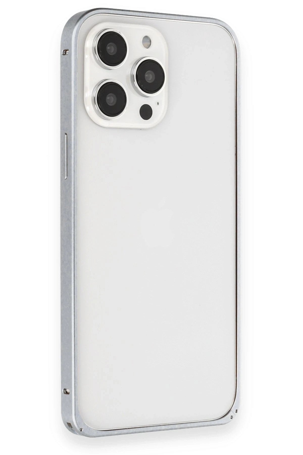 Mey İthalat® iPhone 15 Pro Max Metal Bumper Mat Kapak - Gri