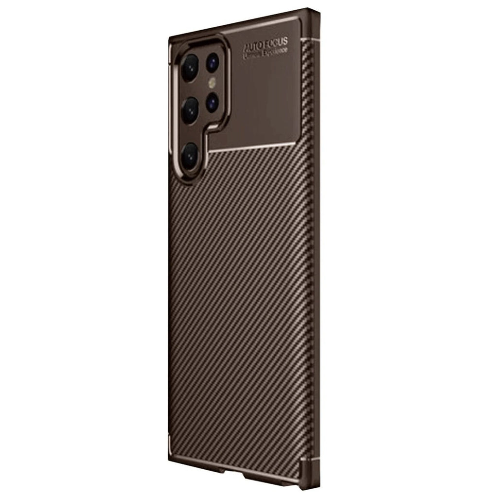 Mey İthalat® Samsung Galaxy S25 Ultra Kılıf Auto Focus Karbon Kapak - Kahverengi