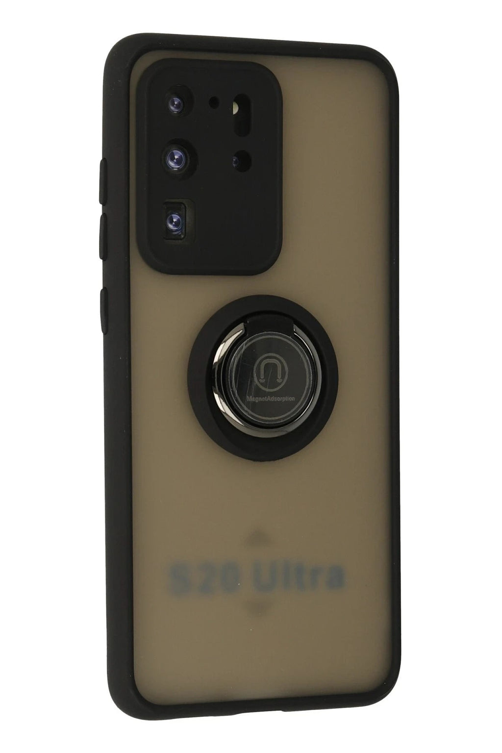 Mey İthalat® Samsung Galaxy S20 Ultra Kılıf Montreal Yüzüklü Silikon Kapak - Siyah