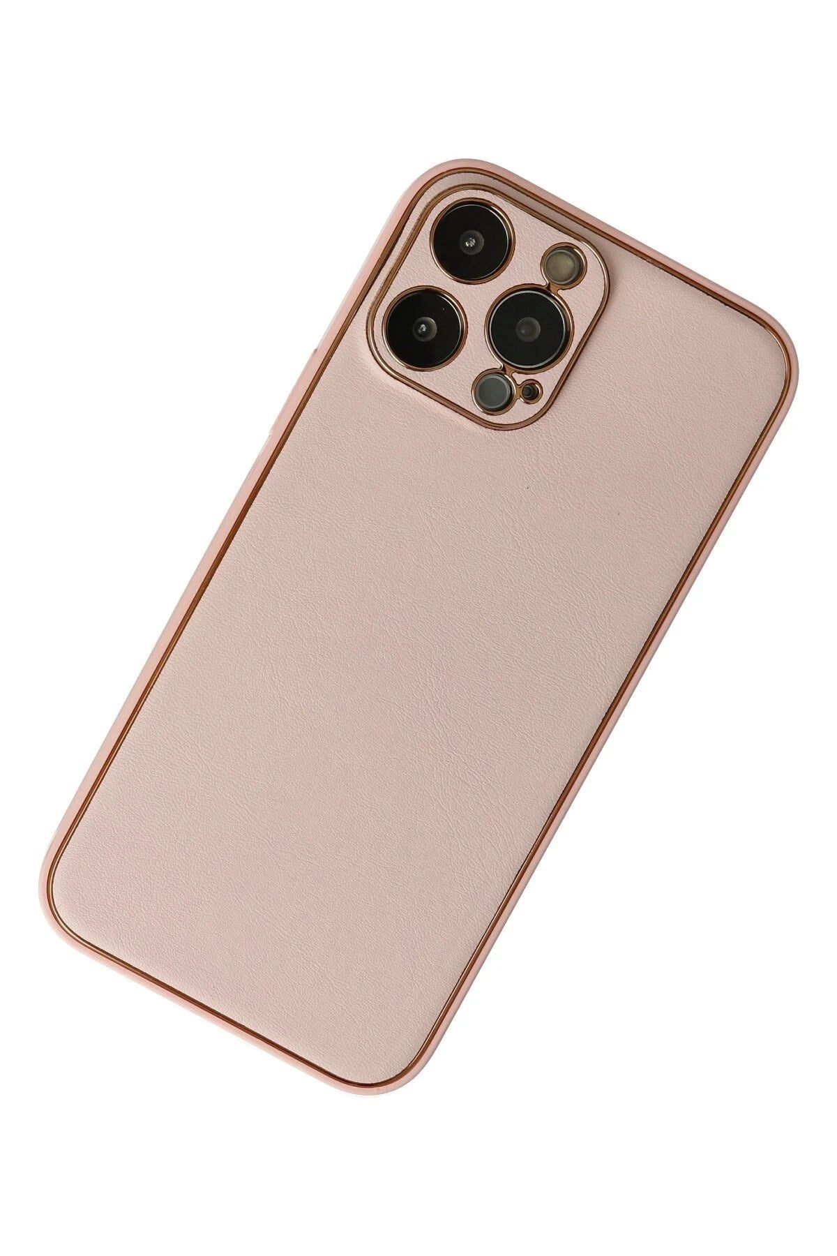 Mey İthalat® iPhone 13 Pro Kılıf Coco Deri Silikon Kapak - Pudra