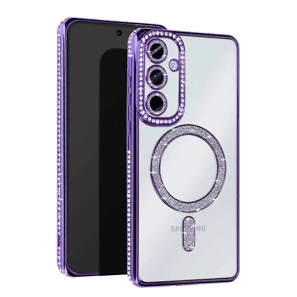 Mey İthalat® Samsung Galaxy A17 5G Joke Simli Magneticsafe Kılıf - Derin Mor