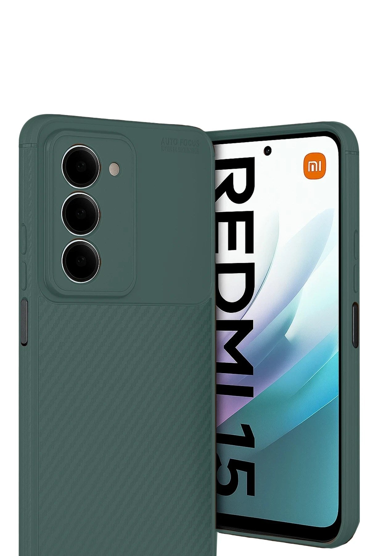 Mey İthalat® Redmi 15 4G Auto Focus Karbon Kapak - Koyu Yeşil