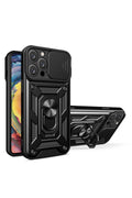 Mey İthalat® iPhone 16 Pro Kılıf Pars Lens Yüzüklü Silikon - Siyah