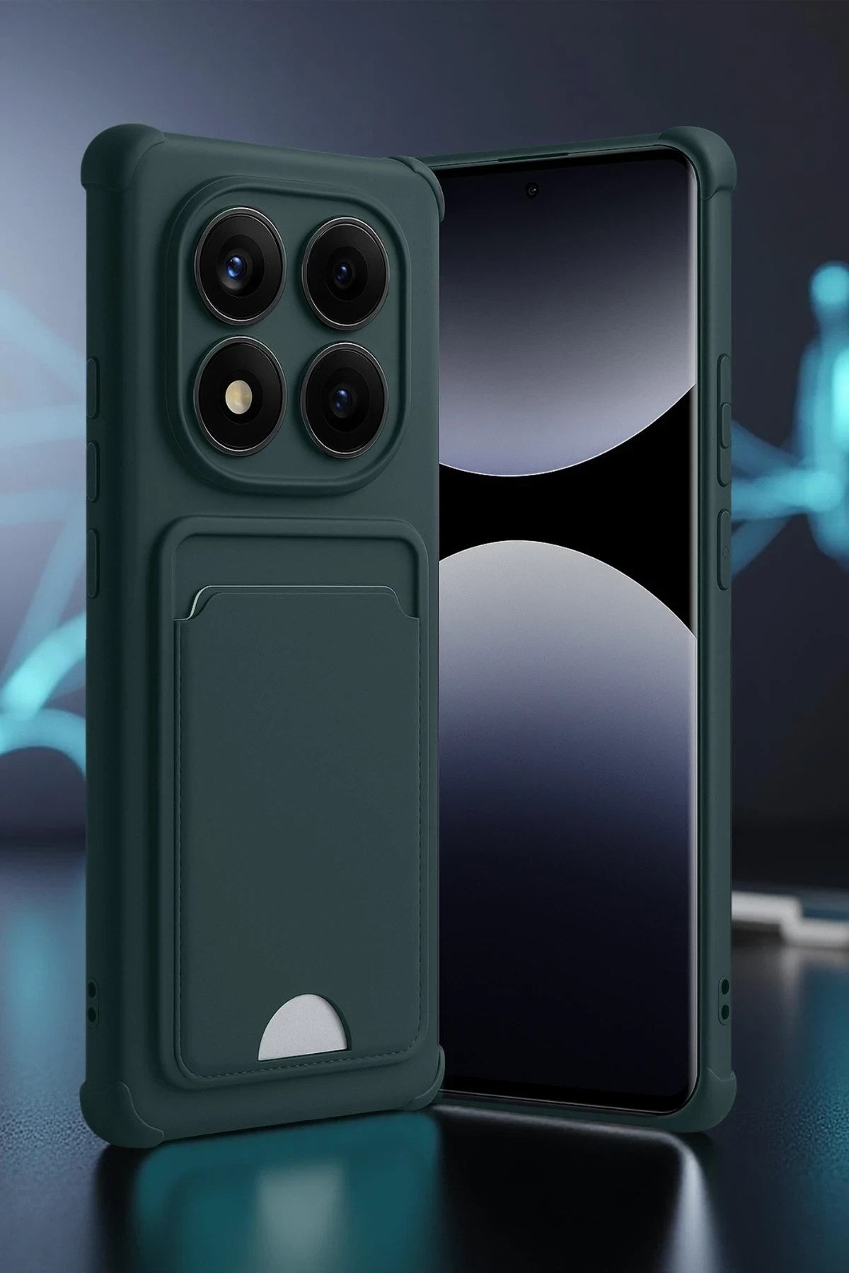 Mey İthalat® Redmi Note 14 Pro 5G Kelvin Kartvizitli Silikon - Koyu Yeşil