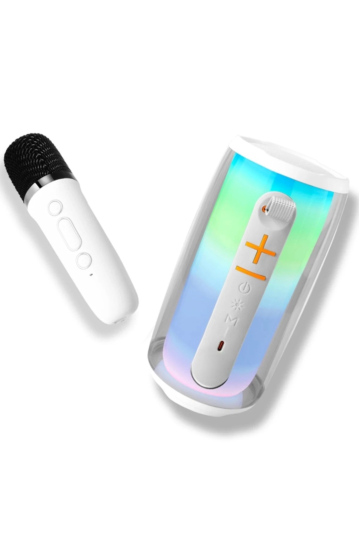 Mey İthalat® Pluse 6 Mikrofonlu RGB Kablosuz Hoparlör - Beyaz