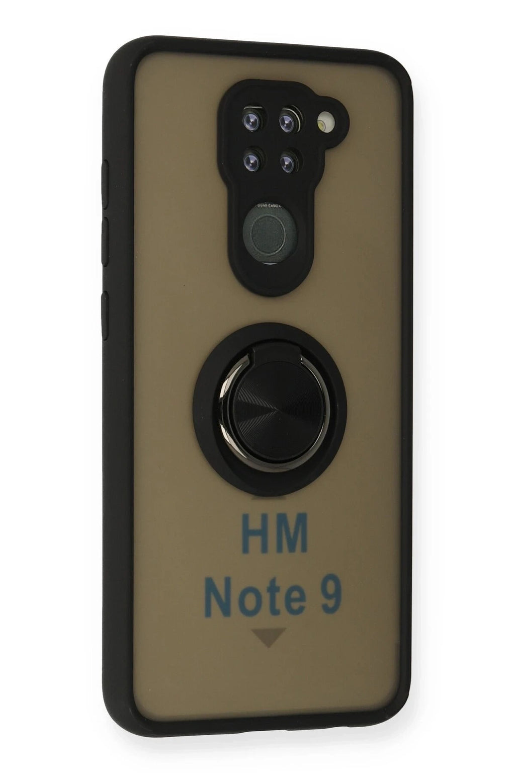 Mey İthalat® Redmi Note 9 Kılıf Montreal Yüzüklü Silikon Kapak - Siyah