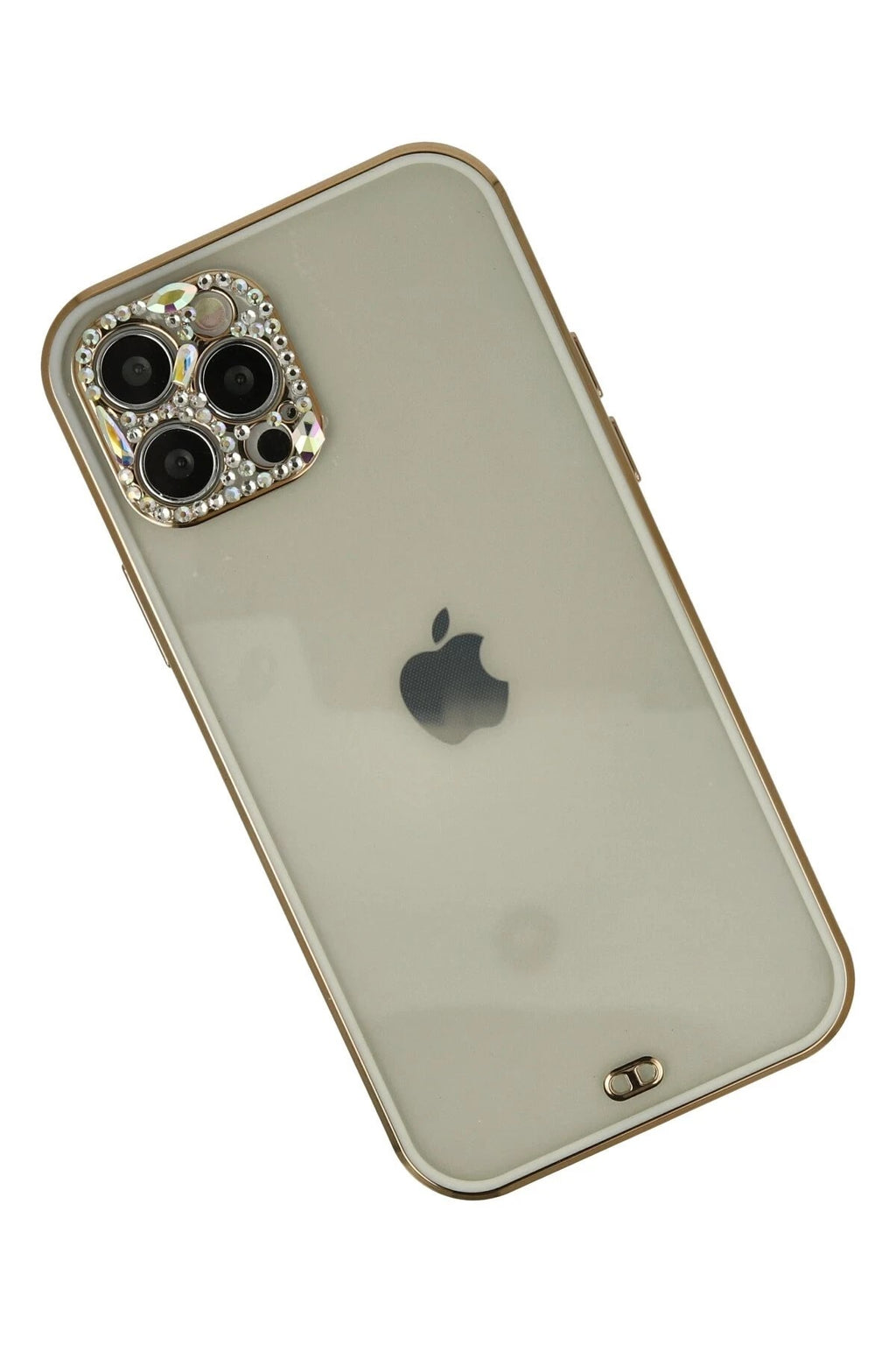 Mey İthalat® iPhone 12 Pro Max Kılıf Liva Taşlı Silikon - Beyaz
