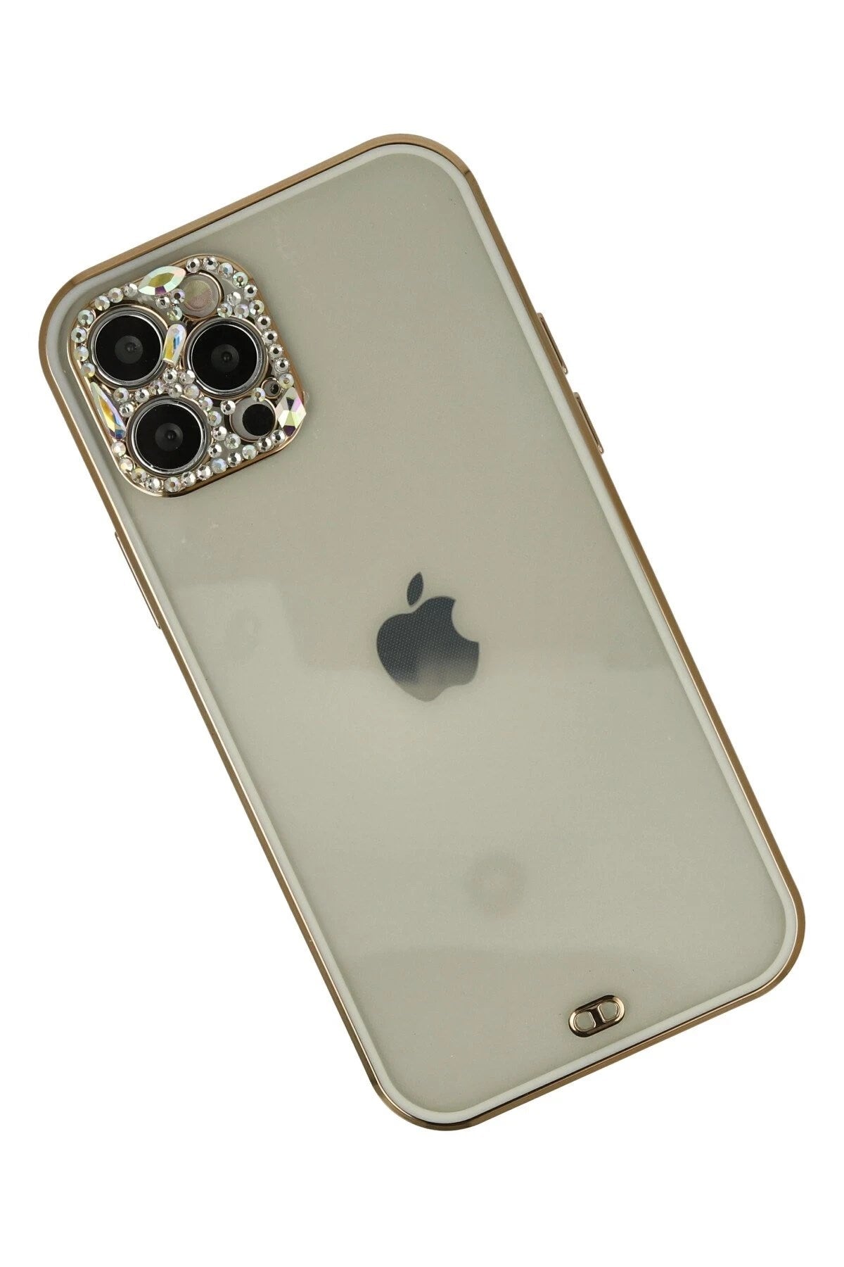 Mey İthalat® iPhone 12 Pro Max Kılıf Liva Taşlı Silikon - Beyaz