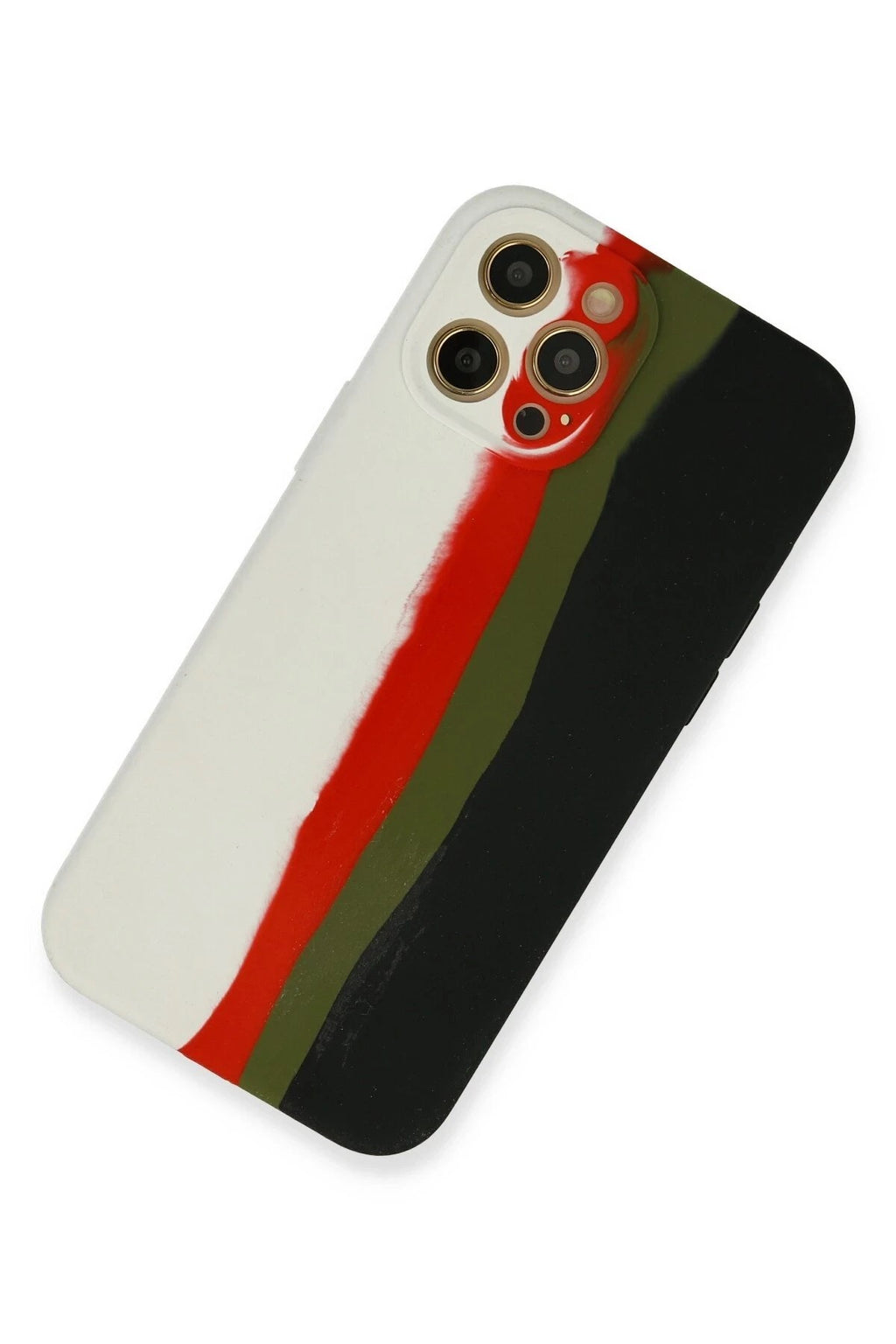 Mey İthalat® iPhone 12 Pro Kılıf Ebruli Lansman Silikon - Beyaz-Siyah
