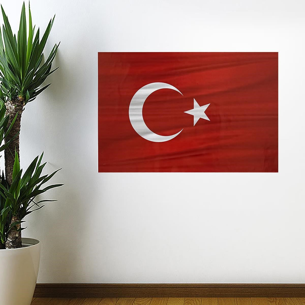 Dalgalanma Efektli Manyetik Duvar Stickerı Türk Bayrağı 75 x 50 cm