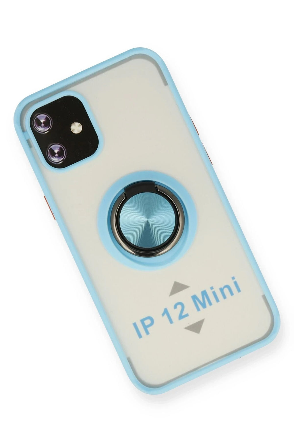 Mey İthalat® iPhone 12 Kılıf Montreal Yüzüklü Silikon Kapak - Buz Mavi