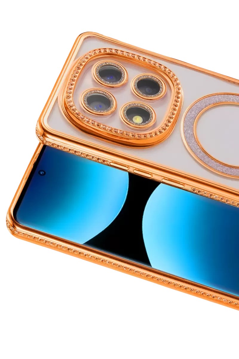 Mey İthalat® Redmi Note 15 Pro 4G Joke Simli Magneticsafe Kılıf - Turuncu