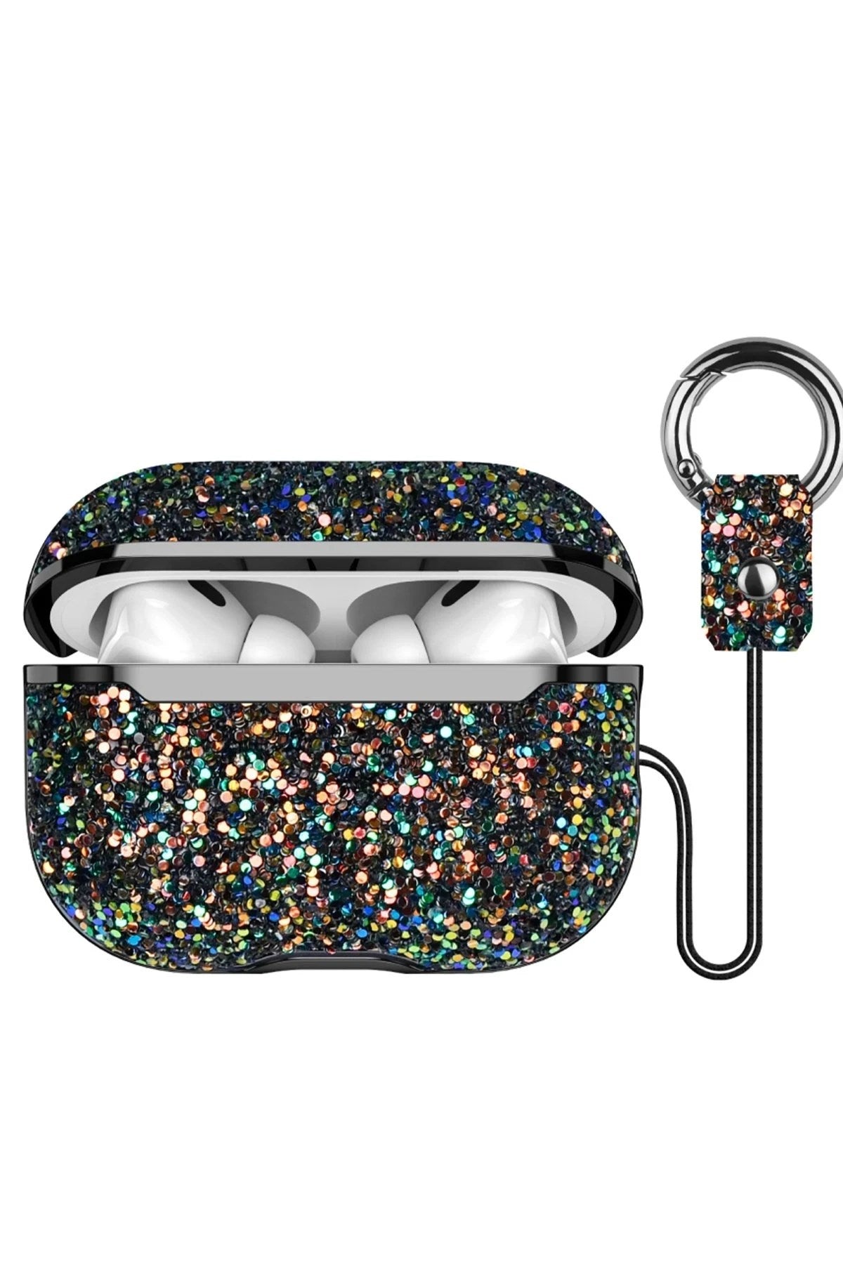 Mey İthalat® Airpods 2 (2.nesil) Bright Simli Airpods Kapak - Siyah