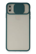 Mey İthalat® iPhone X Kılıf Palm Buzlu Kamera Sürgülü Silikon - Yeşil