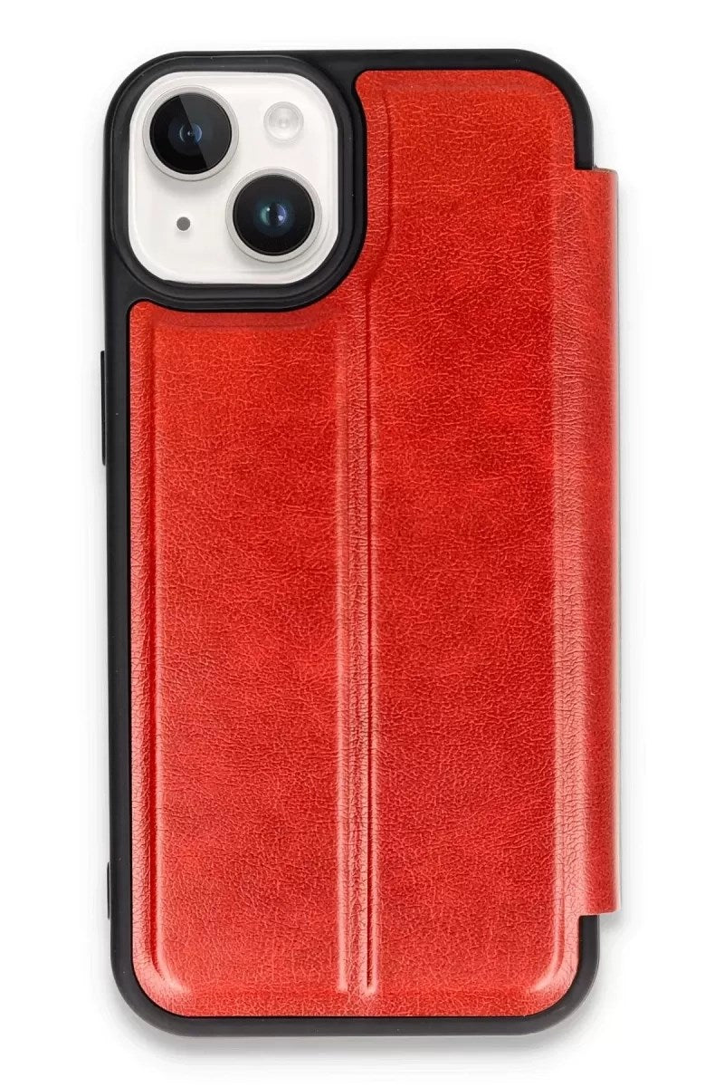 Mey İthalat® iPhone 14 Kılıf Flip Cover - Kırmızı