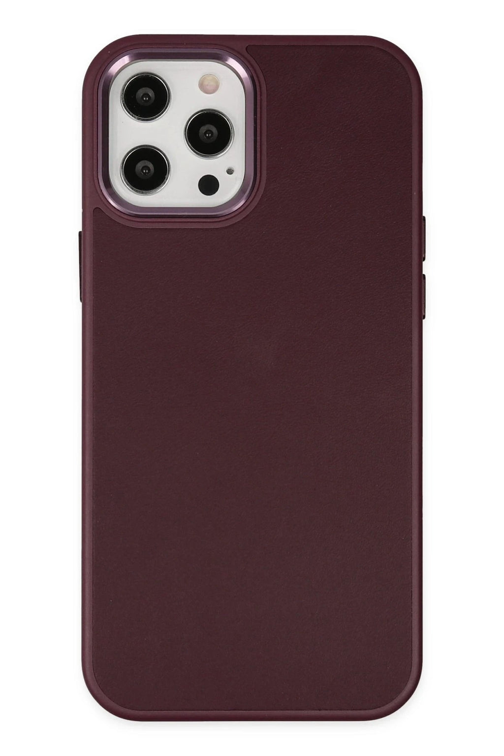 Mey İthalat® iPhone 12 Pro Max Kılıf Asya Deri Silikon - Mürdüm