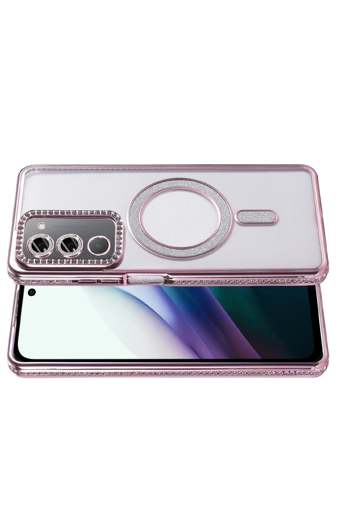 Mey İthalat® Redmi 15 4G Joke Simli Magneticsafe Kılıf - Pembe