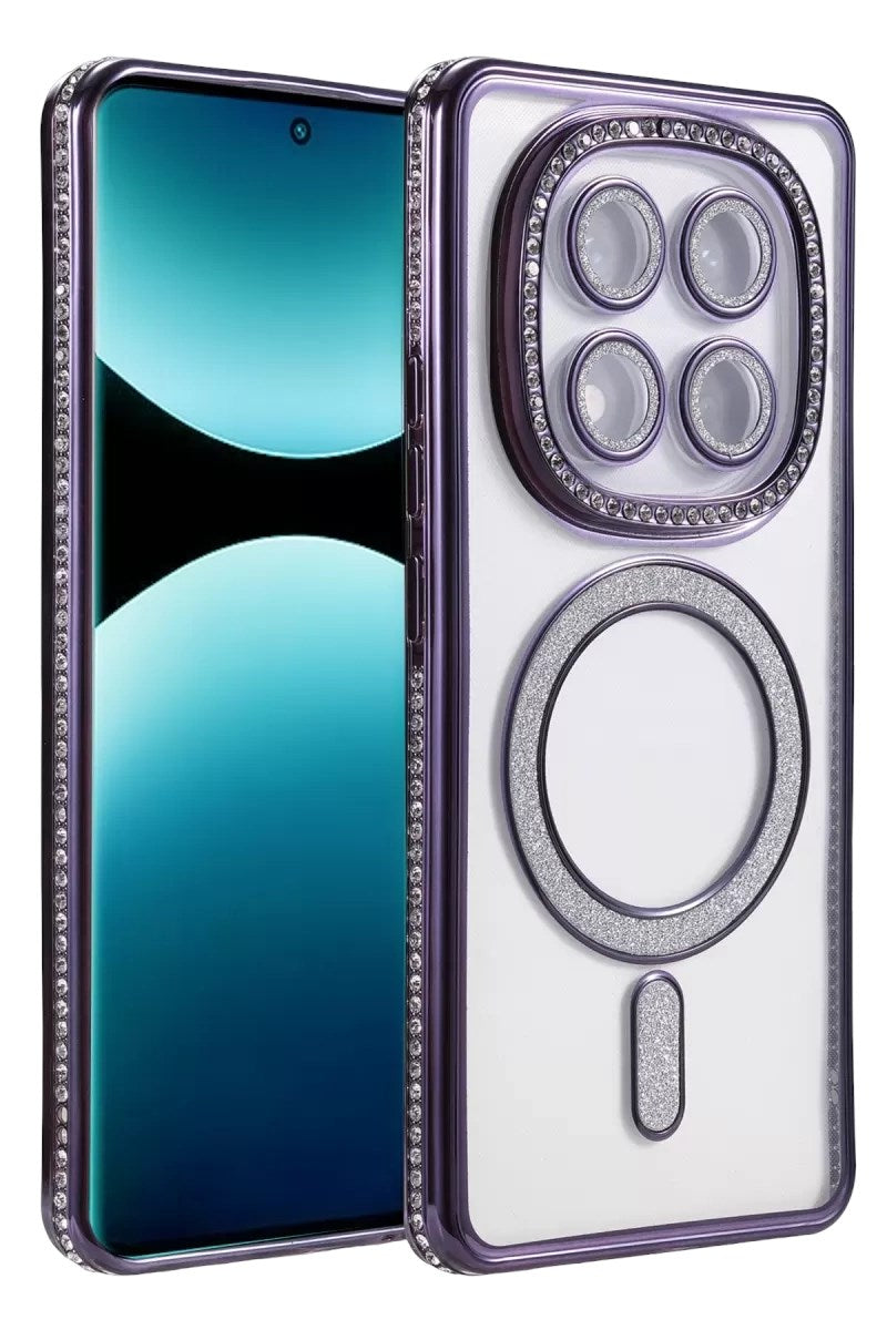 Mey İthalat® Redmi Note 15 Pro 5G Joke Simli Magneticsafe Kılıf - Derin Mor