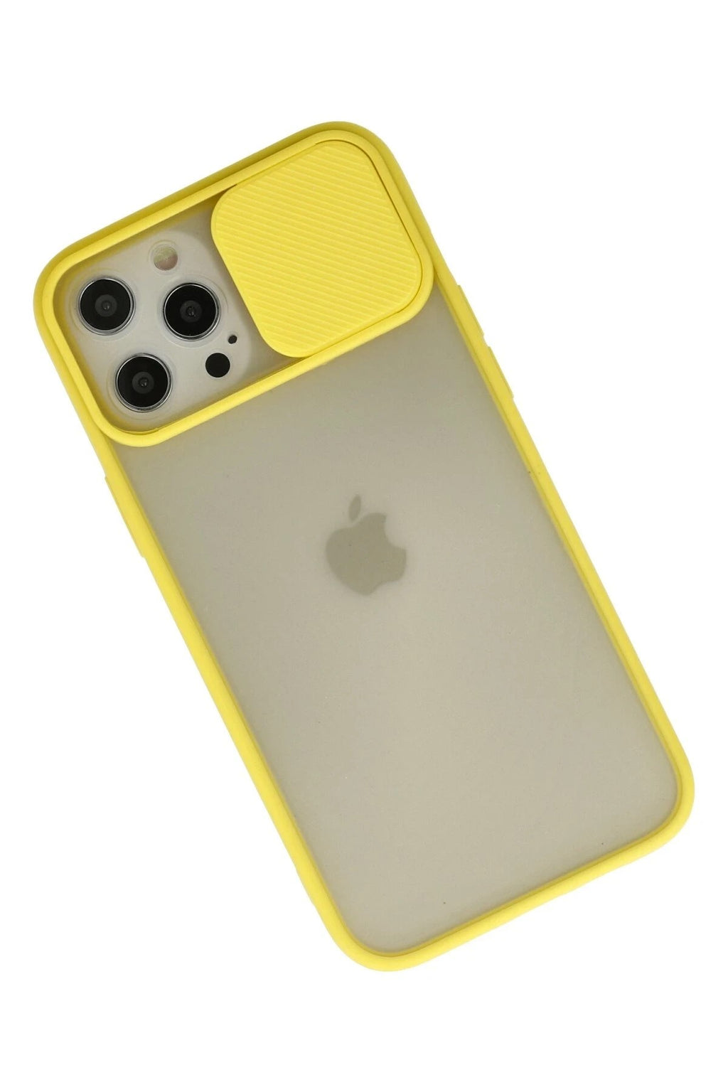 Mey İthalat® iPhone 12 Pro Max Kılıf Palm Buzlu Kamera Sürgülü Silikon - Sarı