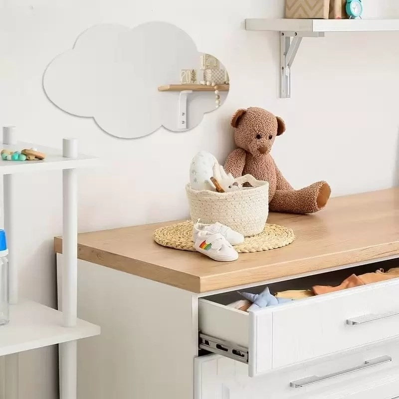 Mey İthalat® 30x20 cm Bulut Formlu Kırılmaz Pleksi Duvar Aynası - Çocuk Odası Güvenli Ayna
