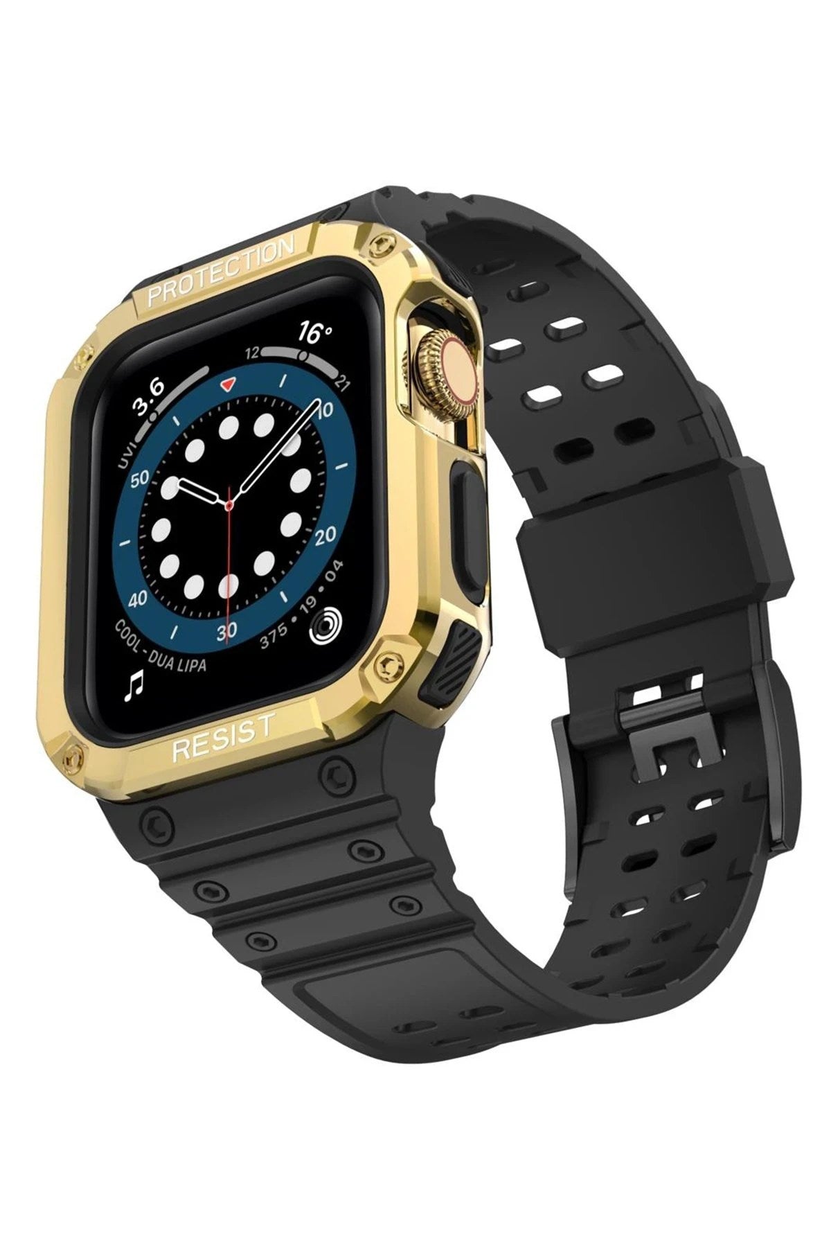 Mey İthalat® Watch 42mm KR401 Silikon Kordon - Siyah-Gold