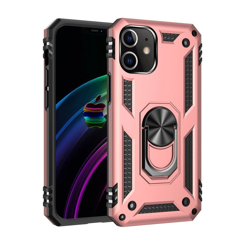 Mey İthalat® iPhone 12 Kılıf Sofya Yüzüklü Silikon Kapak - Rose
