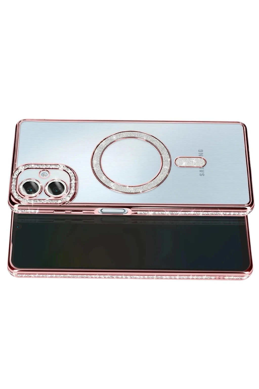 Mey İthalat® Samsung Galaxy A07 4G Joke Simli Magneticsafe Kılıf - Pembe
