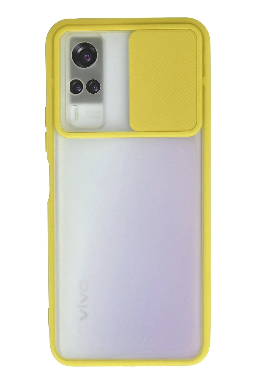 Mey İthalat® Vivo Y53S Kılıf Palm Buzlu Kamera Sürgülü Silikon - Sarı