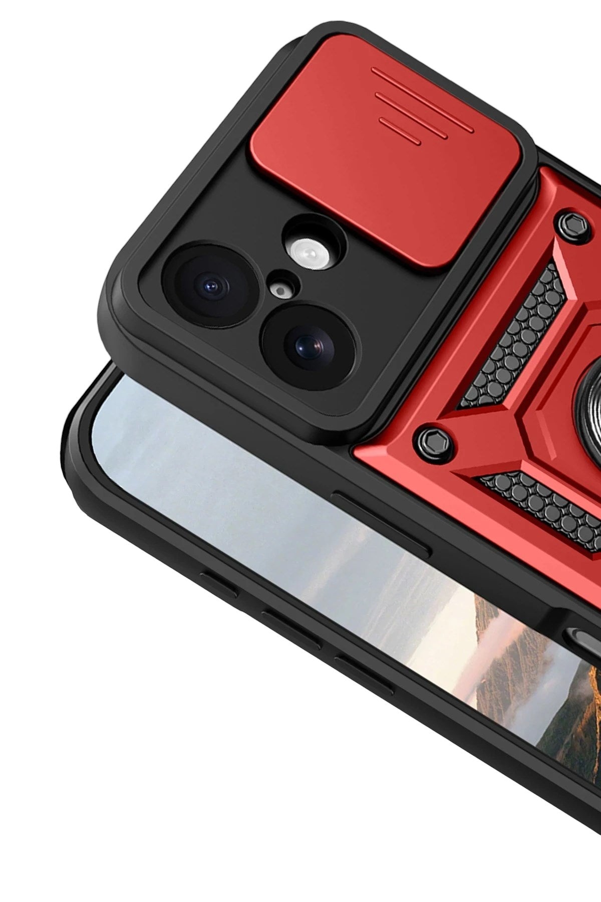 Mey İthalat® iPhone 17 Pars Lens Yüzüklü Silikon - Kırmızı