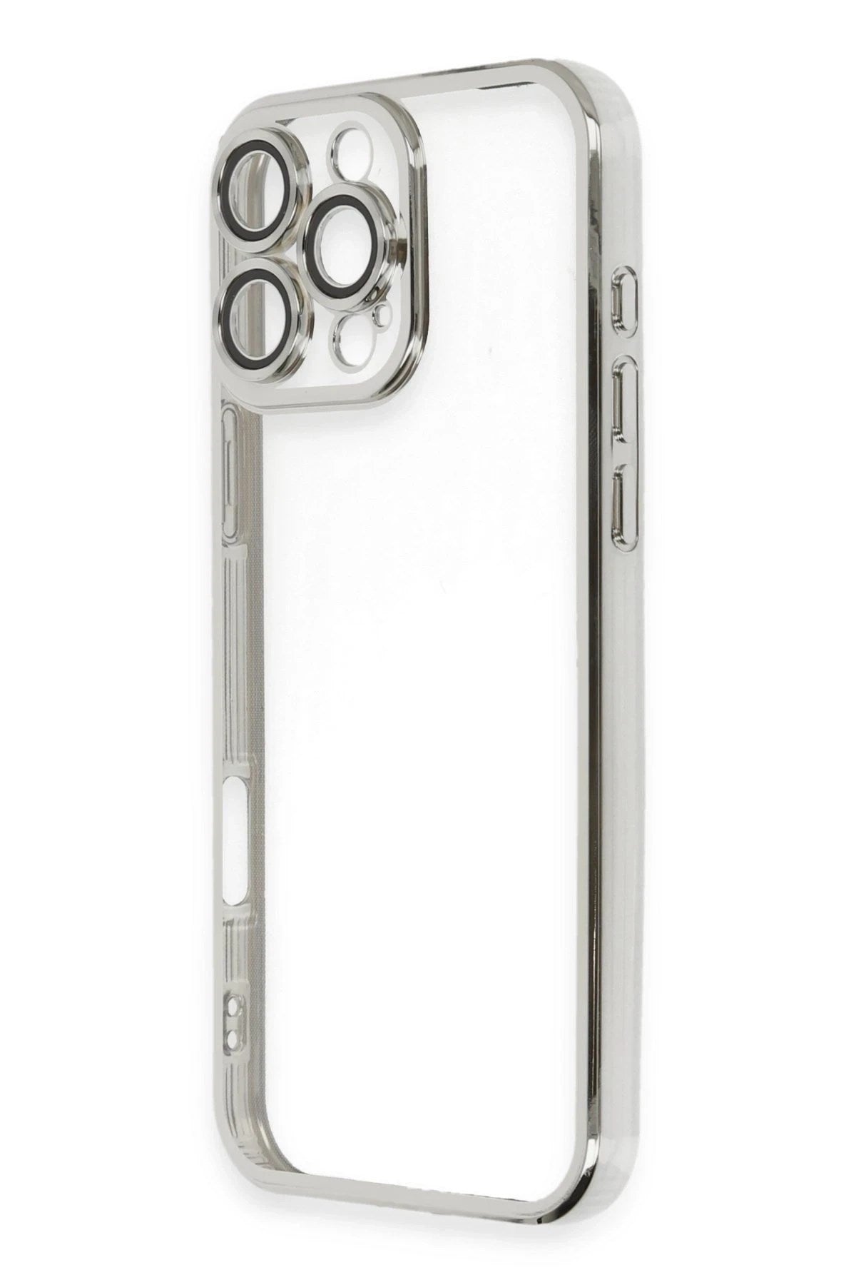 Mey İthalat® iPhone 16 Pro Max Kılıf Lensli Silikon - Gümüş