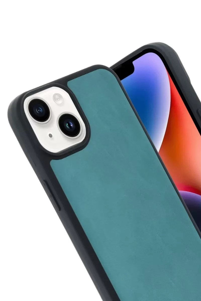 Mey İthalat® iPhone 15 Kılıf Aras Deri Kapak - Açık Yeşil