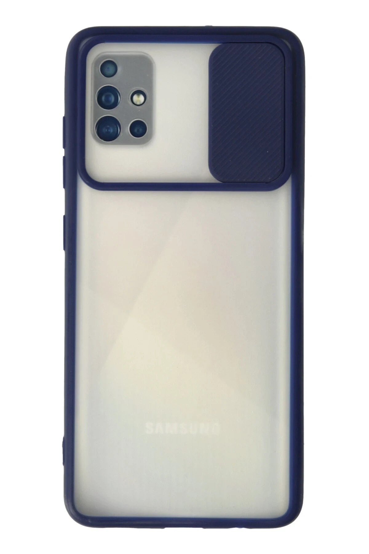 Mey İthalat® Samsung Galaxy A71 Kılıf Palm Buzlu Kamera Sürgülü Silikon - Lacivert