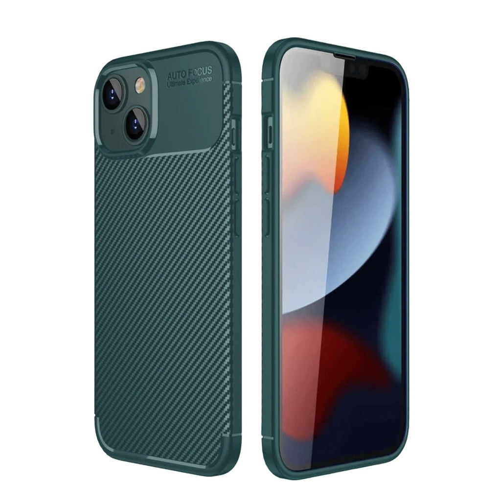 Mey İthalat® iPhone 14 Kılıf Auto Focus Karbon Kapak - Koyu Yeşil