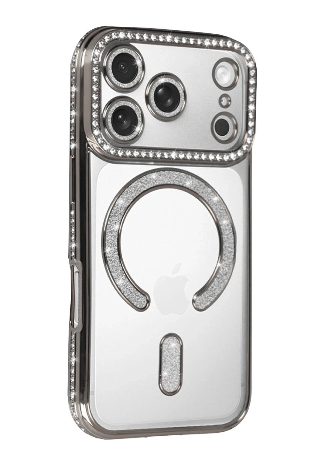 Mey İthalat® iPhone 17 Pro Joke Simli Magneticsafe Kılıf - Gümüş