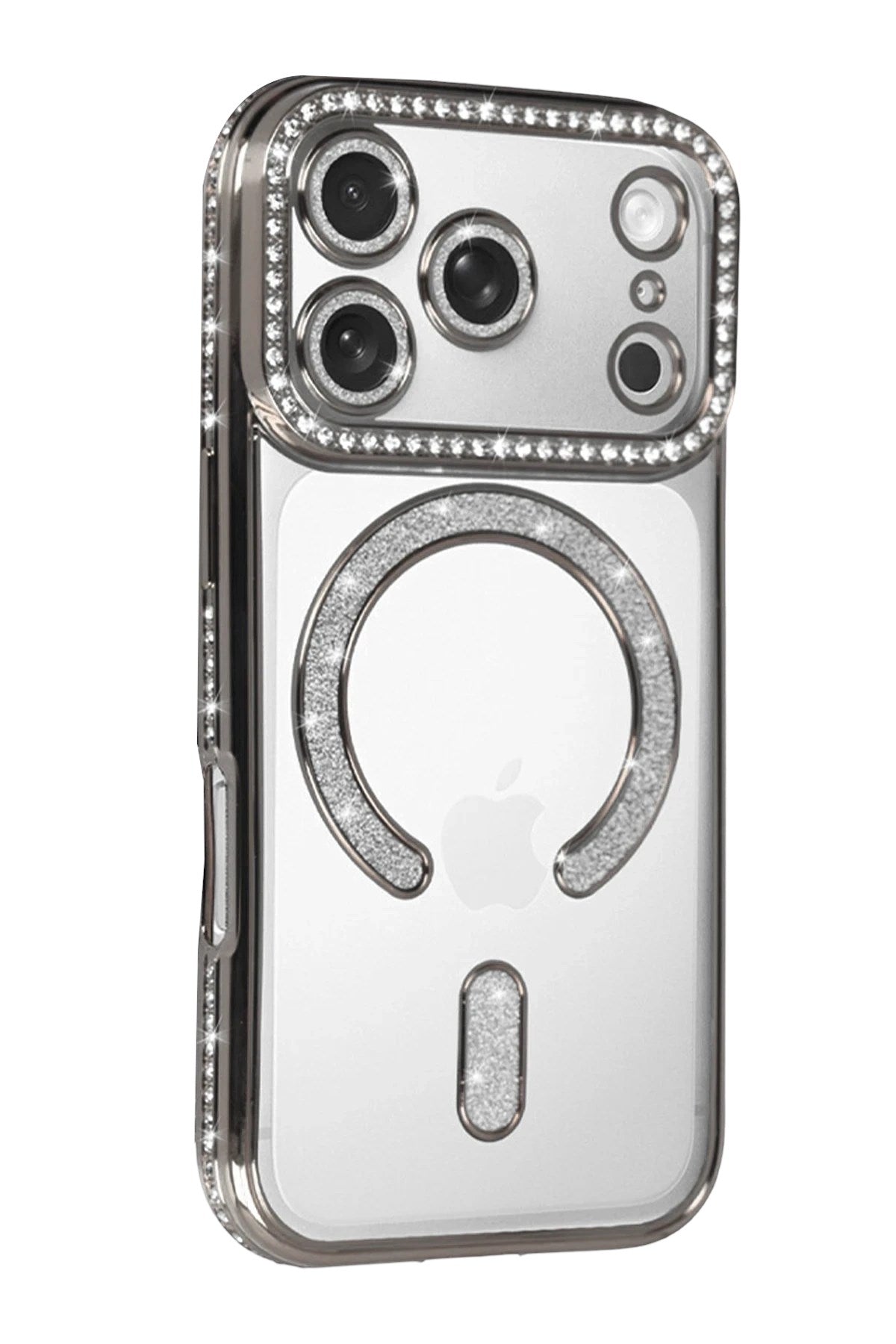 Mey İthalat® iPhone 17 Pro Joke Simli Magneticsafe Kılıf - Gümüş
