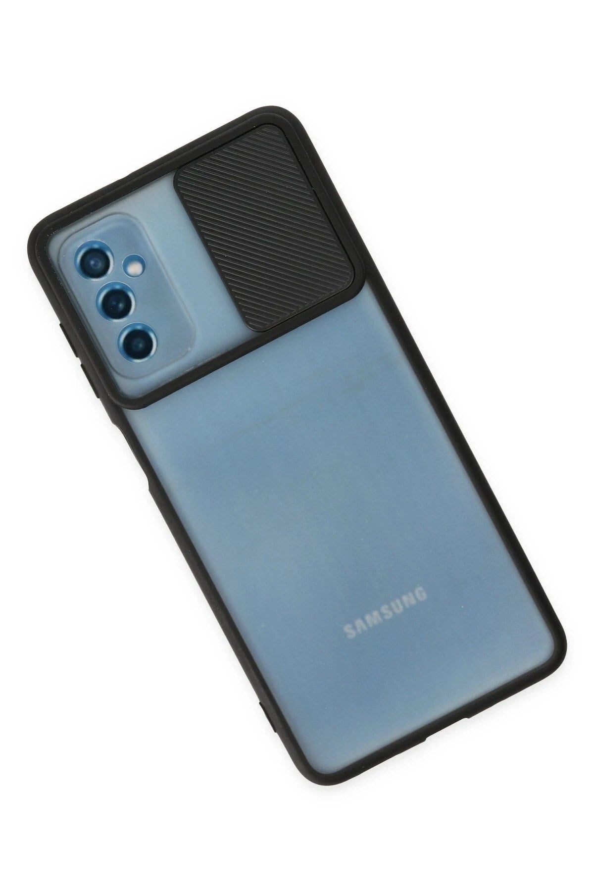 Mey İthalat® Samsung Galaxy M52 5G Kılıf Palm Buzlu Kamera Sürgülü Silikon - Siyah