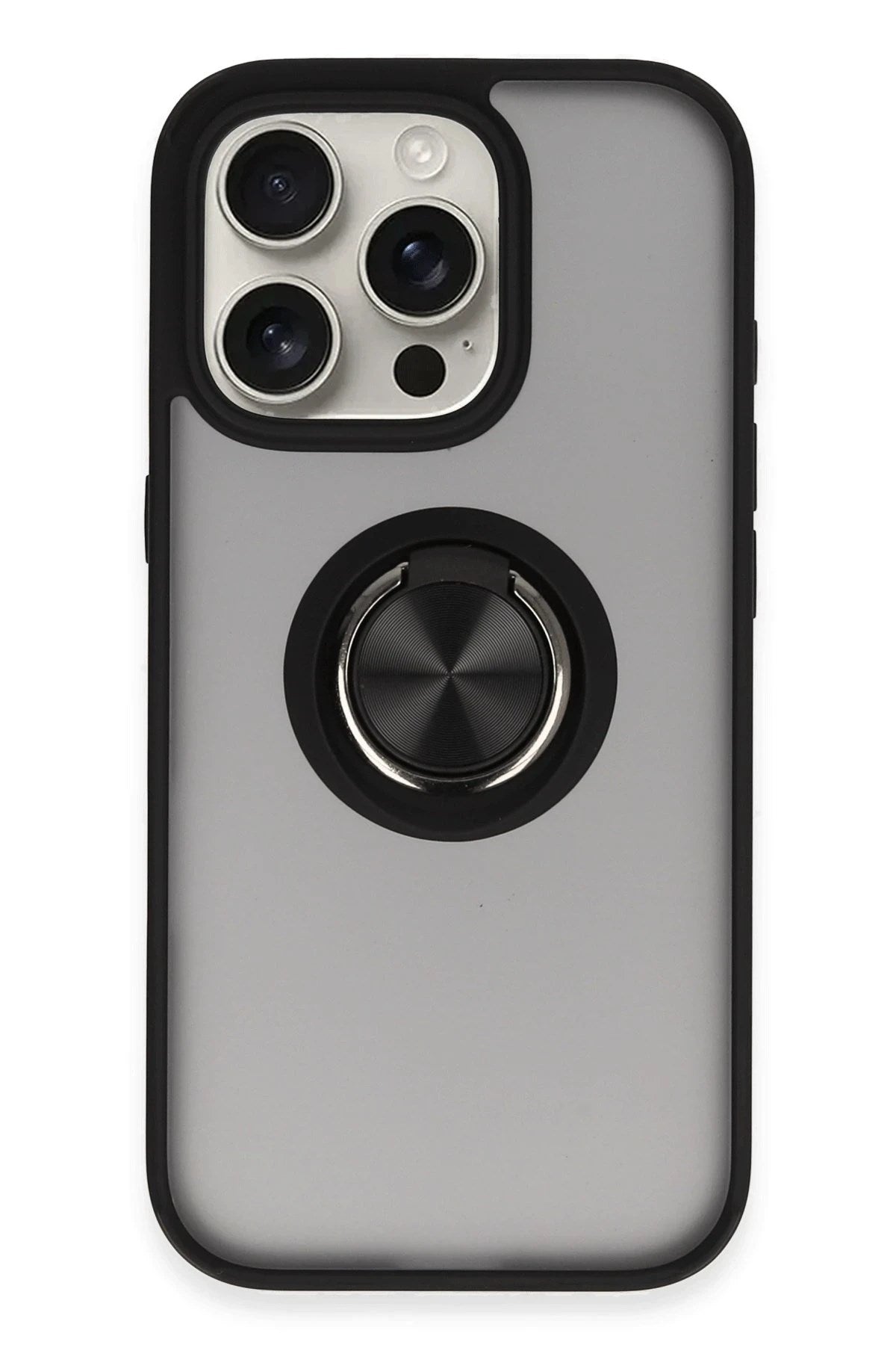 Mey İthalat® iPhone 16 Pro Max Kılıf Montreal Yüzüklü Silikon Kapak - Siyah