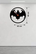 Mey İthalat® Batman Yarasa Logolu Ahşap Duvar Saati - 40x40 cm Dekoratif DC Temalı