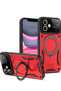 Mey İthalat® iPhone 11 Kılıf Joy Lens Standlı Kapak - Kırmızı