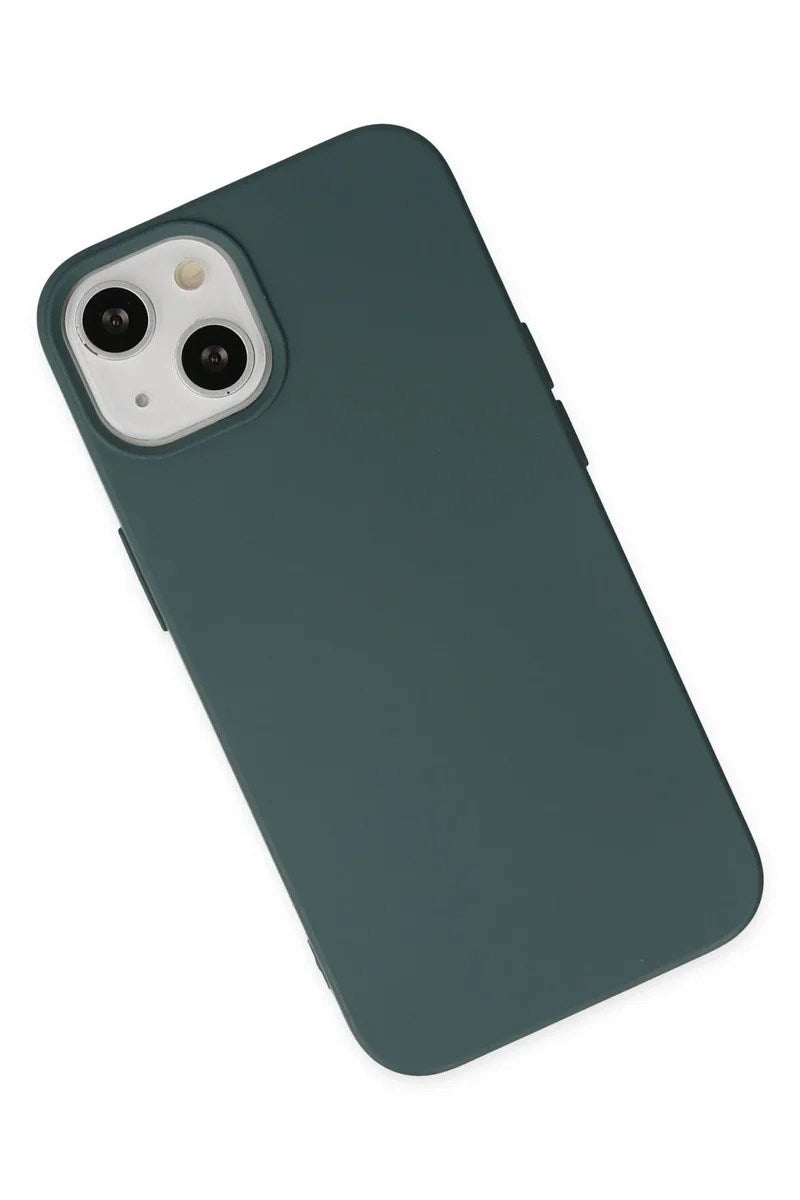 Mey İthalat® iPhone 14 Kılıf Nano içi Kadife Silikon - Koyu Yeşil