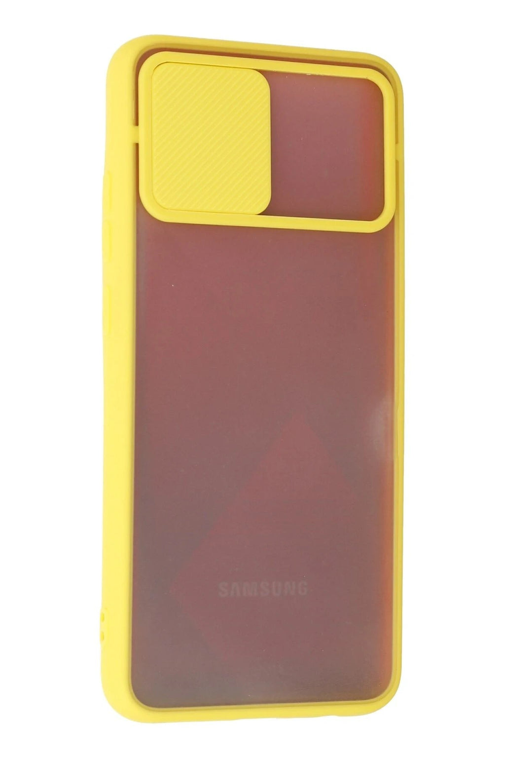 Mey İthalat® Samsung Galaxy A02S Kılıf Palm Buzlu Kamera Sürgülü Silikon - Sarı