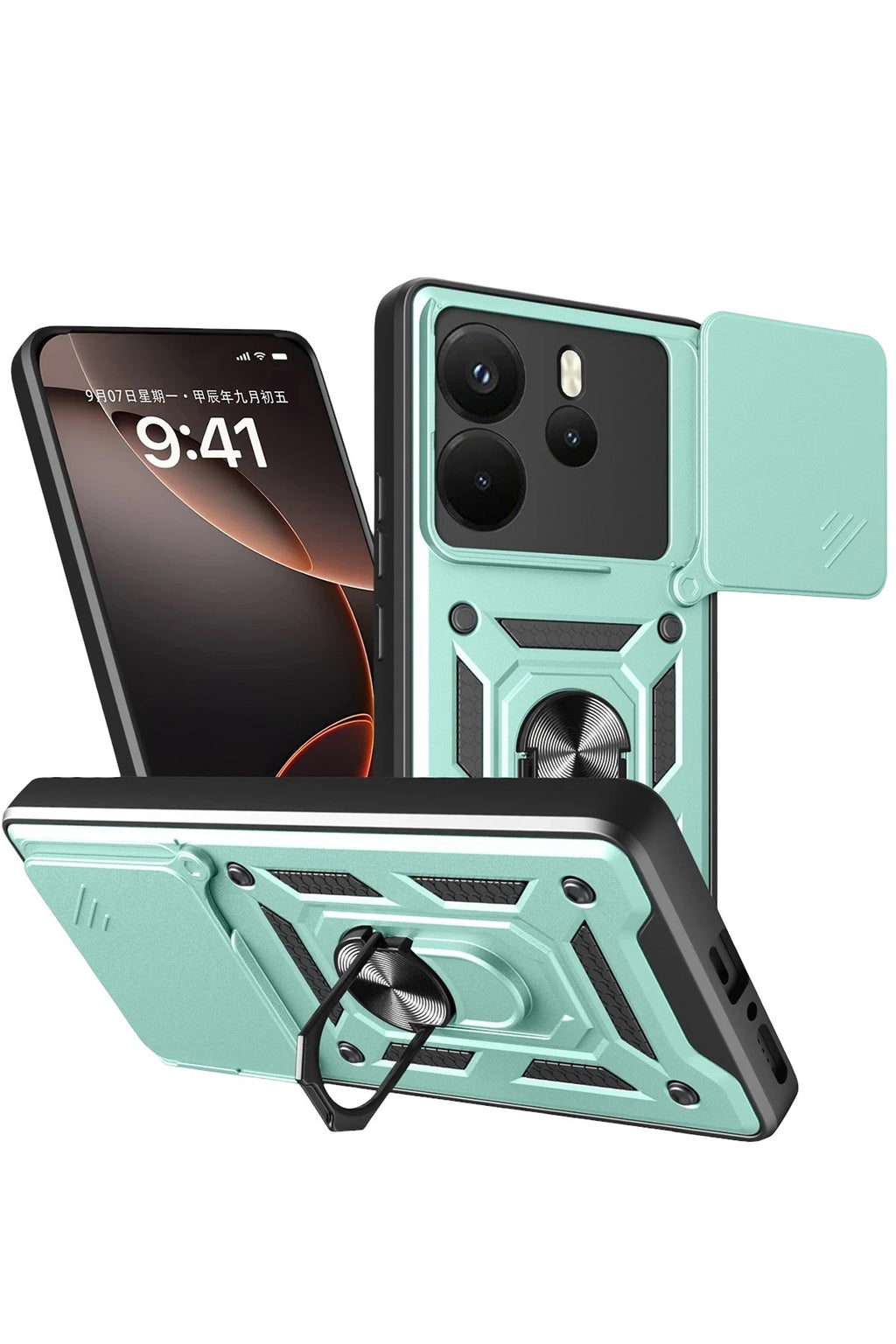 Mey İthalat® Redmi Note 14 4G Pars Lens Yüzüklü Silikon - Yeşil