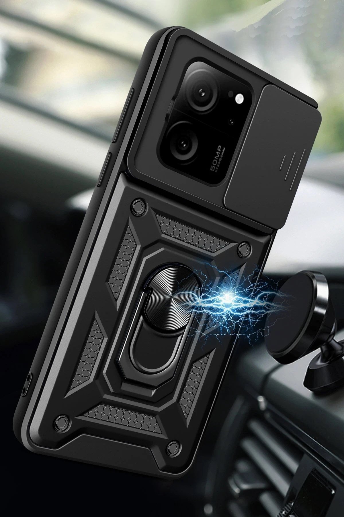 Mey İthalat® Mi 13T Pro Kılıf Pars Lens Yüzüklü Silikon - Yeşil